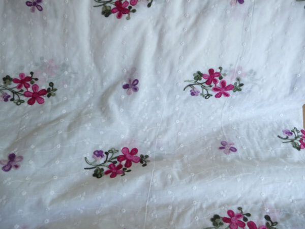 Baumwolle, stickerei, blumenmuster, leicht, weiß