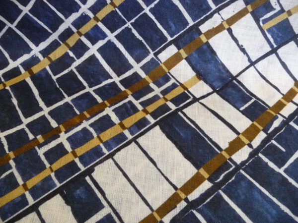 Leinen, diagonales Muster, blau, beige, braun