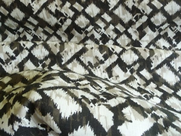 Leinen, Ethnomuster, beige, braun, schwarz